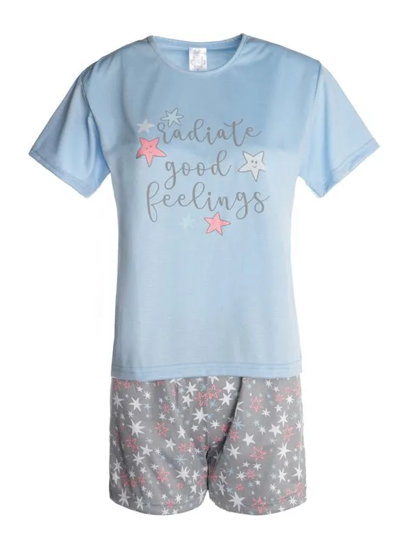 Pijama Curto Feminino AZUL M