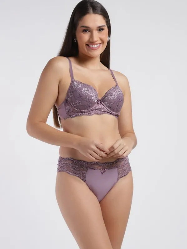Conjunto Lingerie Fio Duplo Feminino LILAS/PRETO GG