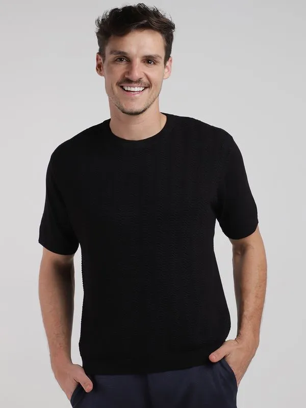 Camiseta Tricot Masculina PRETO GG