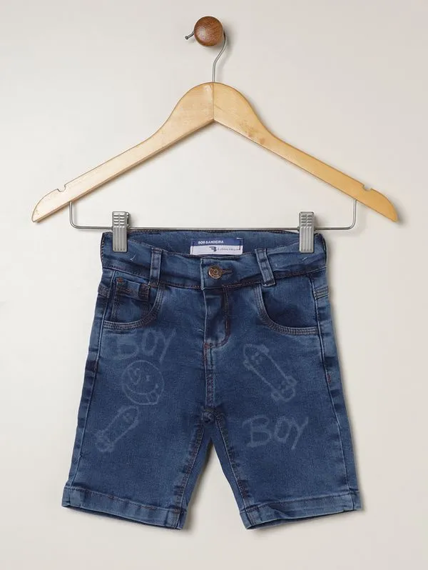 Bermuda Jeans Infantil Para Menino - AZUL 3