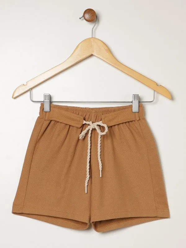 Short Moletinho Juvenil Para Menina- BEGE 12