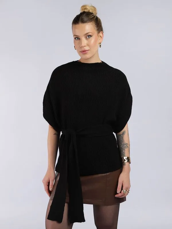 Colete Mousse Faixa Cintura Autentique Feminino PRETO GG