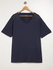 Camiseta Manga Curta Básica Plus Size Masculina AZUL G2