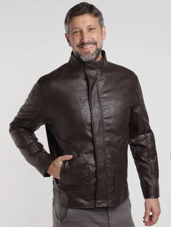 Jaqueta PU Vels Masculina MARROM GG