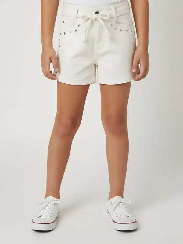 Short Sarja Infantil Para Menina - BEGE 6