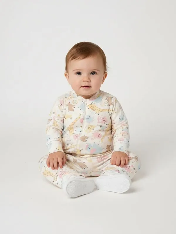 Macacão Cotton Com Zíper Infantil Para Bebê - OFF WHITE M