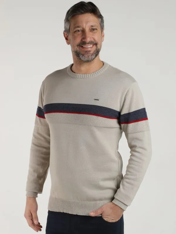 Suéter de Tricot Masculino AREIA P