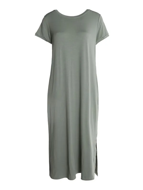 Vestido Com Bolsos e Fenda Feminino VERDE M