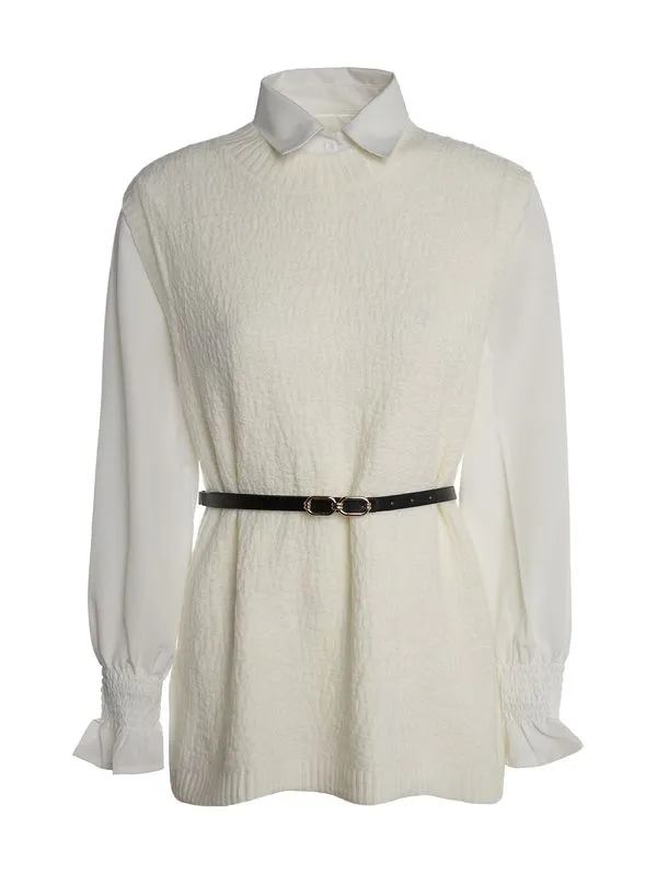 Camisa com Sobreposição Eagle Rock Feminina OFF WHITE P