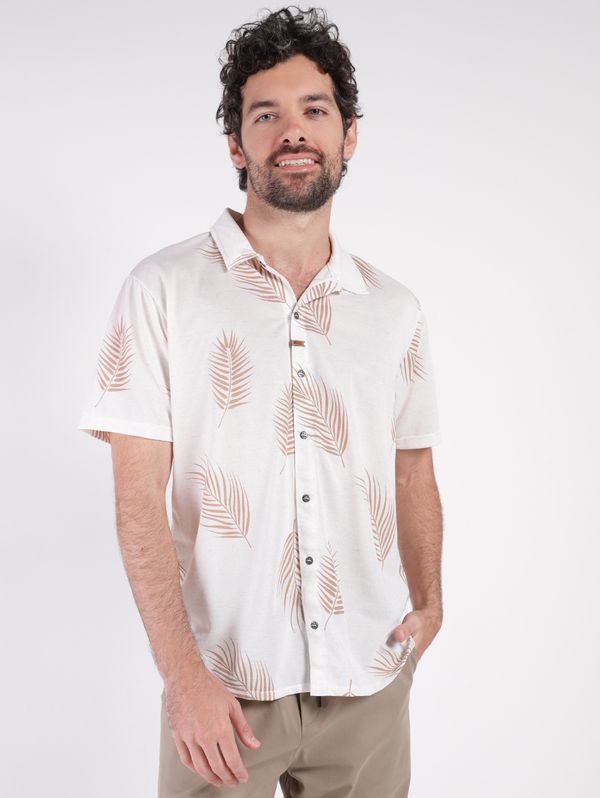 Camisa Linho Manga Curta Masculina OFF WHITE M