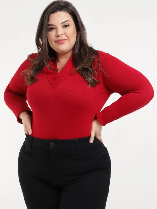Suéter Plus Size Feminino Vermelho G2