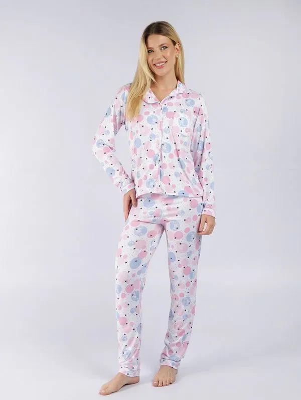 Pijama Suede Americano Feminino AZUL G
