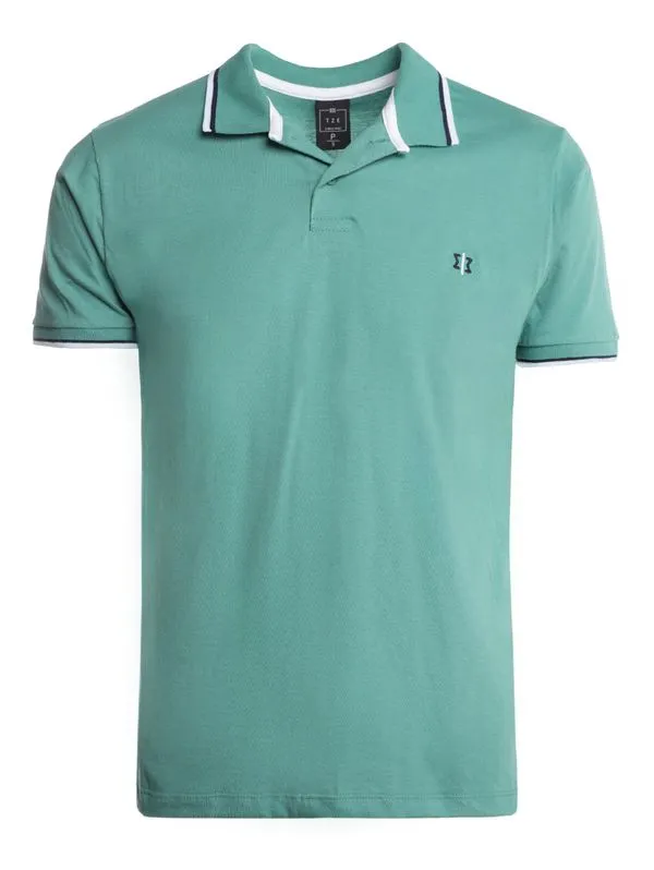 Polo Meia Malha Manga Curta Masculina VERDE M