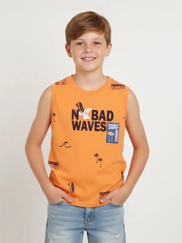 Camiseta Regata Juvenil Para Menino - LARANJA 14