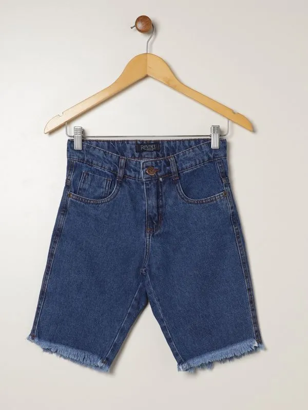 Bermuda Jeans Infantil Para Menina - AZUL 10