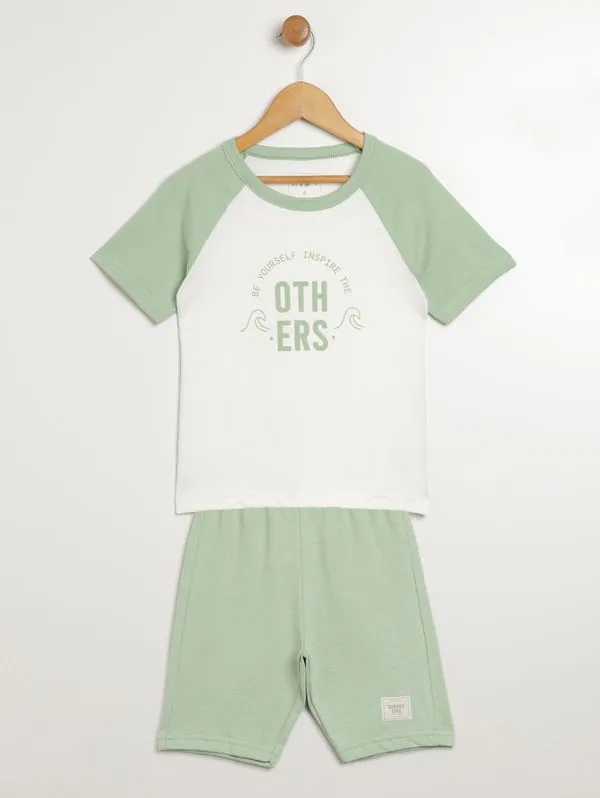 Conjunto Curto Kid+ Infantil Para Menino - OFF WHITE/VERDE 10