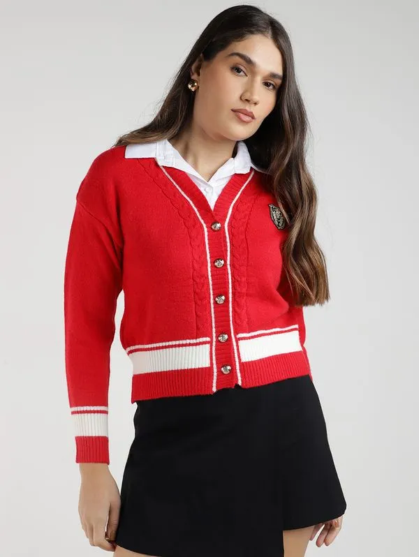 Casaqueto com Sobreposição Eagle Rock Feminino VERMELHO G