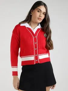 Casaqueto com Sobreposição Eagle Rock Feminino VERMELHO P