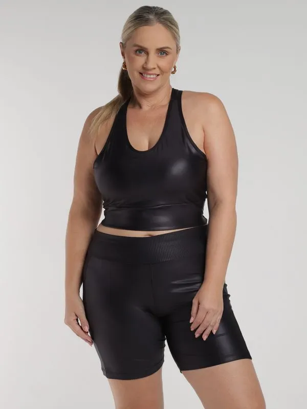 Top Fitness Cirrê Nadador Vels Plus Size Feminino PRETO G1