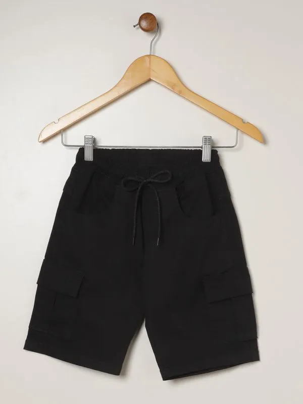 Bermuda Sarja Cargo Juvenil Para Menino - PRETO 10