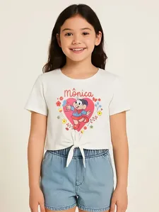Blusa Turma da Mônica Infantil Para Menina - OFF WHITE 8