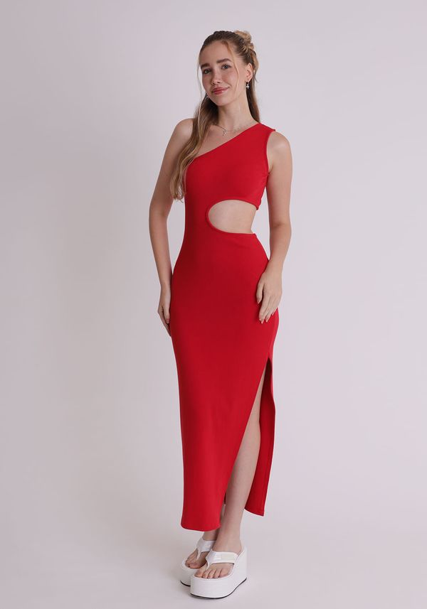 Vestido ombro só com cut out vermelho Vermelho P