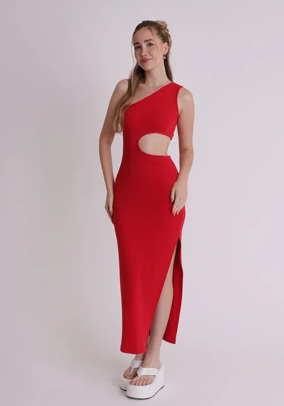 Vestido ombro só com cut out vermelho Vermelho P