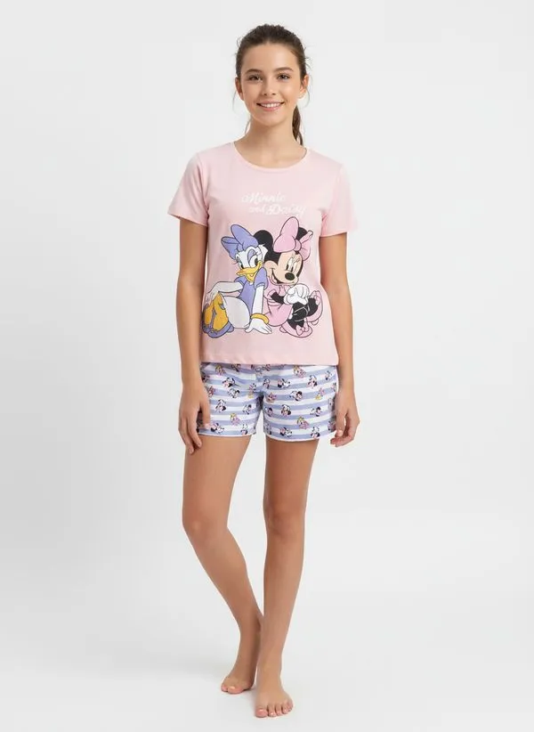 Pijama Curto Minnie Juvenil Para Menina - ROSA 16