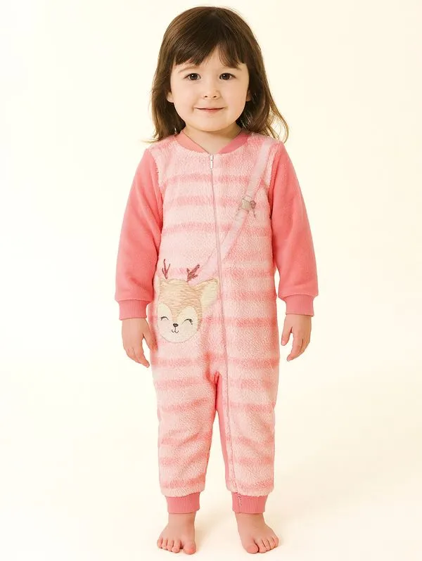 Pijama Longo Infantil Para Menina - CORAL 3