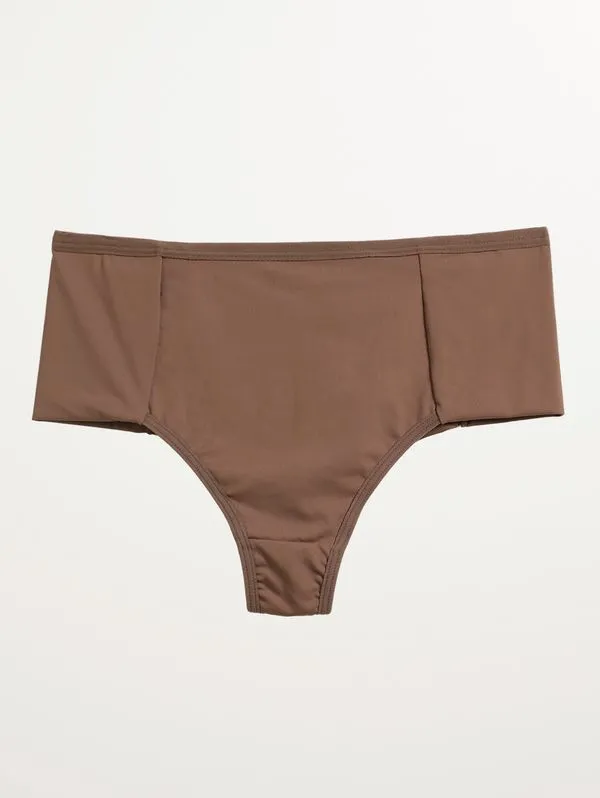 Calcinha Alta Microfibra Fio Duplo Feminina MARROM GG