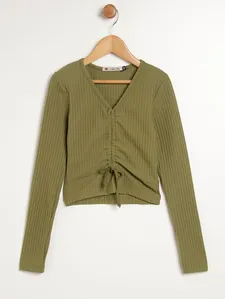 Blusa Canelada Juvenil Para Menina - VERDE 14