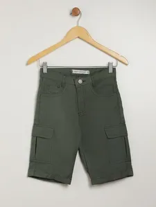 Bermuda Sarja Cargo Juvenil Para Menino - VERDE 10