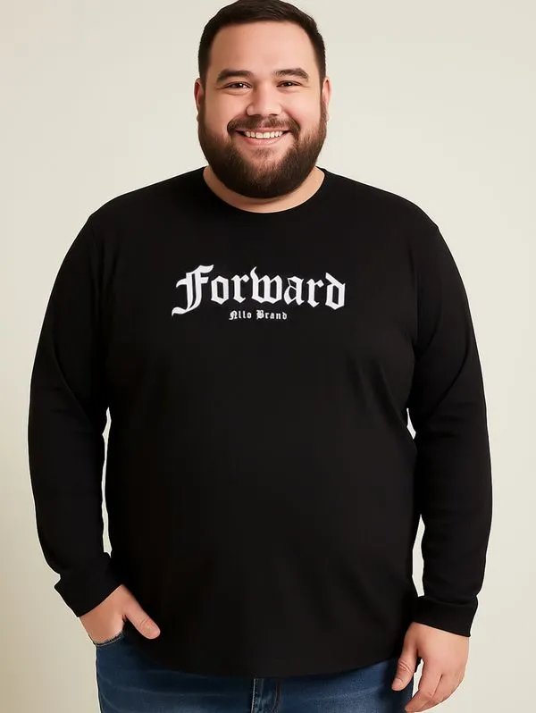 Camiseta Manga Longa Plus Size Masculina PRETO G3