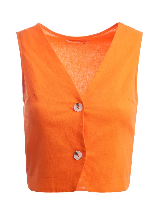 Colete Alfaiataria Linho Autentique Feminino Laranja P