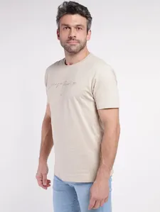 Camiseta Manga Curta Masculina BEGE P