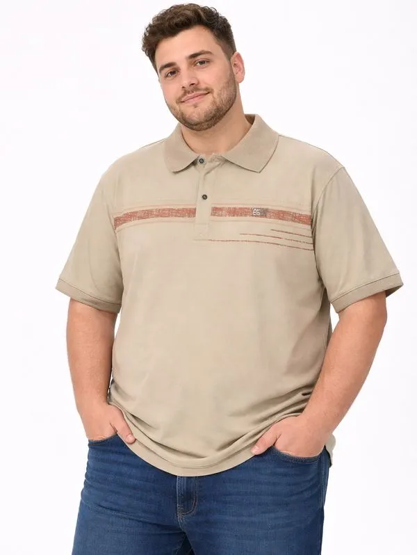Polo Manga Curta Plus Size Masculina BEGE GG3