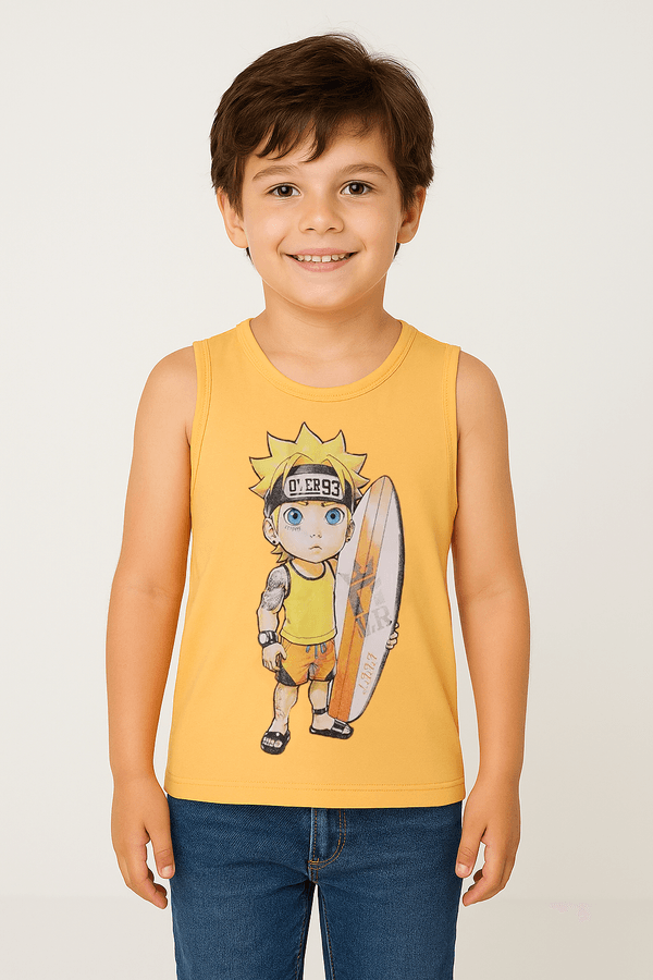 Camiseta Regata Infantil Para Menino - AMARELO 4