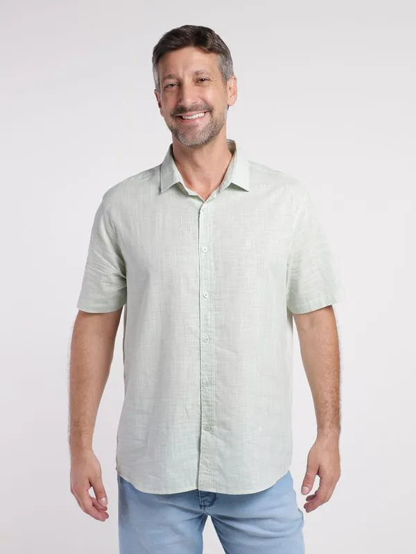 Camisa Comfort Fit Manga Curta Eletrón Masculina VERDE CLARO GG
