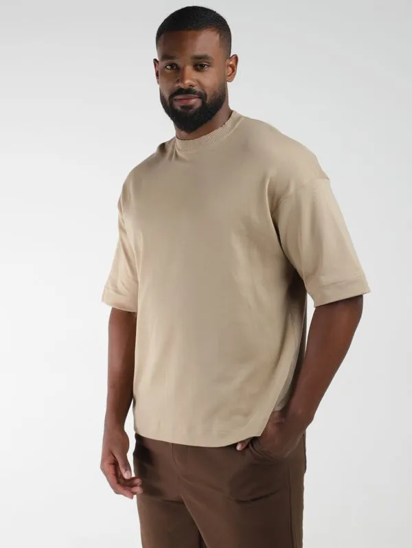Camiseta Manga Curta Masculina BEGE P