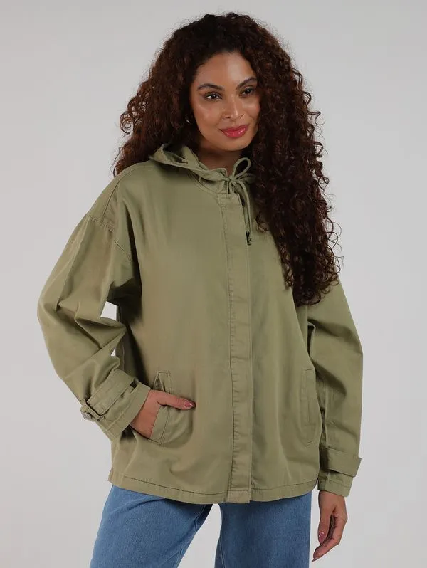 Jaqueta Sarja Com Capuz Feminina VERDE M