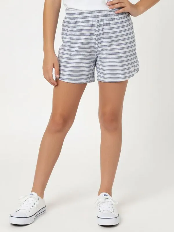 Short Moletinho Listrado Juvenil Para Menina- AZUL 10