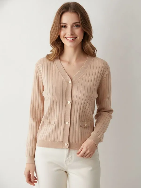 Cardigan Tricot Feminino BEGE