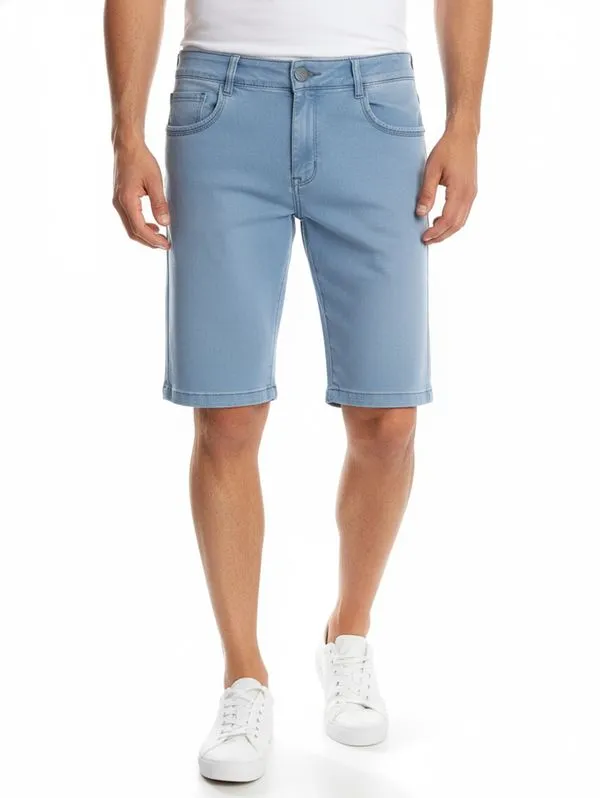Bermuda Jeans Delavê Lixado Bivik Masculina AZUL 42