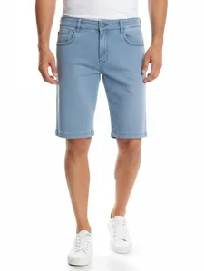 Bermuda Jeans Delavê Lixado Bivik Masculina AZUL 42