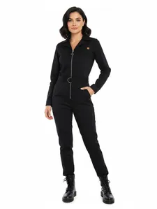 Macacão Jardineira Sarja Feminino PRETO 38