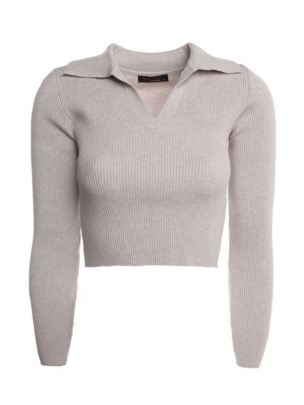 Blusão Tricot Cropped Feminino AREIA P