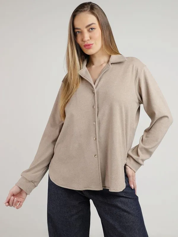 Camisa Malha Autentique Feminina BEGE G