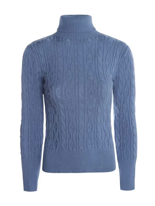 Blusão Tricot Manga Longa Feminino AZUL G