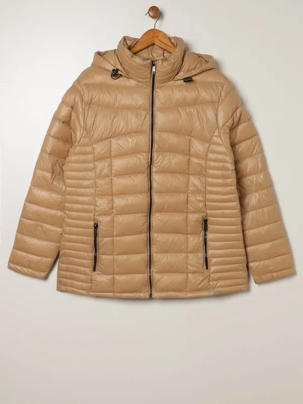 Jaqueta Puffer Plus Size Feminina BEGE G2