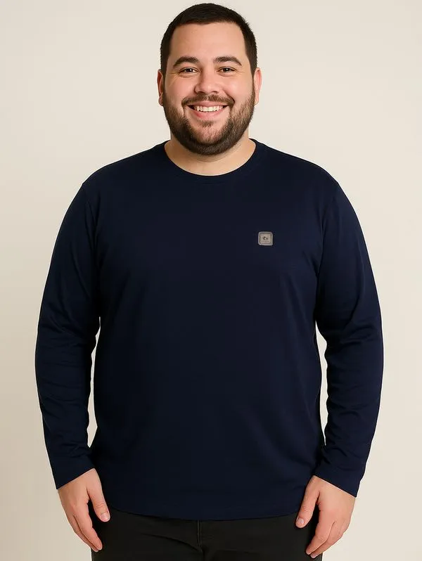 Camiseta Manga Longa Plus Size Masculina MARINHO G2